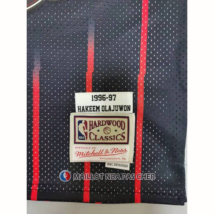 Maillot Houston Rockets Hakeem Olajuwon NO 34 Mitchell & Ness 1996-97 Noir